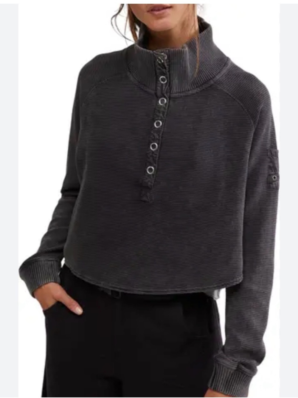 Free people so fly Henley washed black